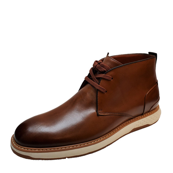 Vince Camuto Mens Shoes Soleh Leather Lace Up Brown Chukka Boots Cognac …